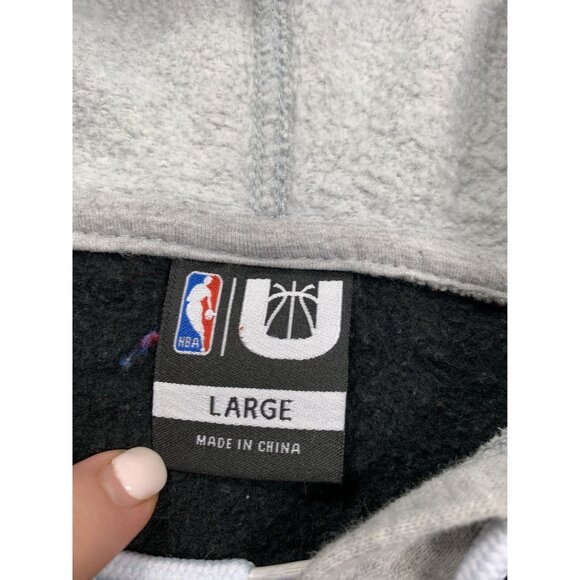 Atlanta Hawks Shirt Mens Large Black Red Stripe Button Up Hoodie NBA Fans Script - Picture 3 of 10